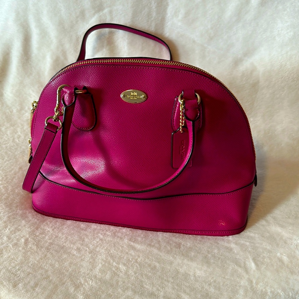 NWOT Coach Cora Domed Leather Satchel Crossbody Bag in Cranberry Pink